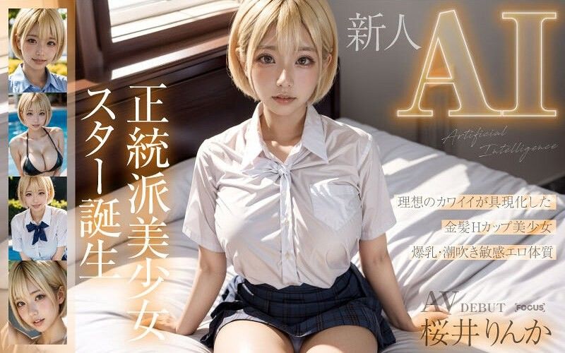 [New AI] A new orthodox beautiful girl star is born,blonde H-cup Sakurai Rinka